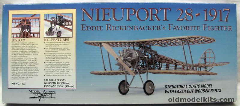 Model Airways 1/16 Nieuport 28 1917 Skeleton Kit, 1002 plastic model kit